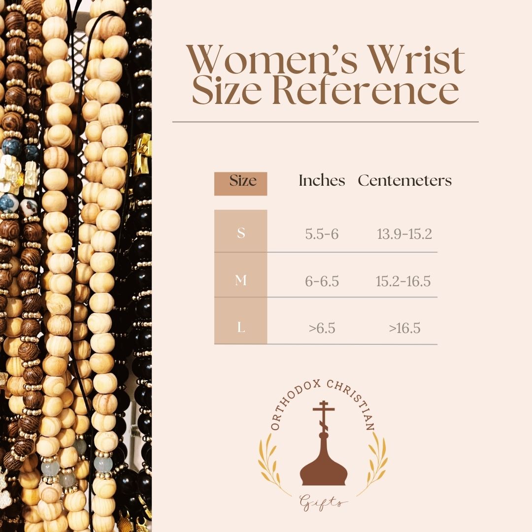 Brown Wood Prayer Bracelet with Gold Cross - Handcrafted Orthodox Prayer Rope