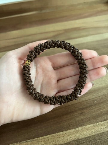 Light Brown Leather Prayer 33 Knot Bracelet