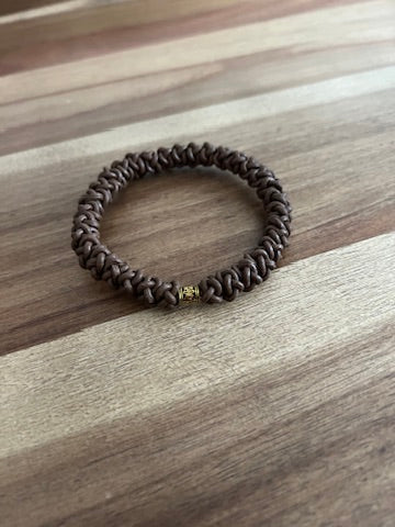 Light Brown Leather Prayer 33 Knot Bracelet