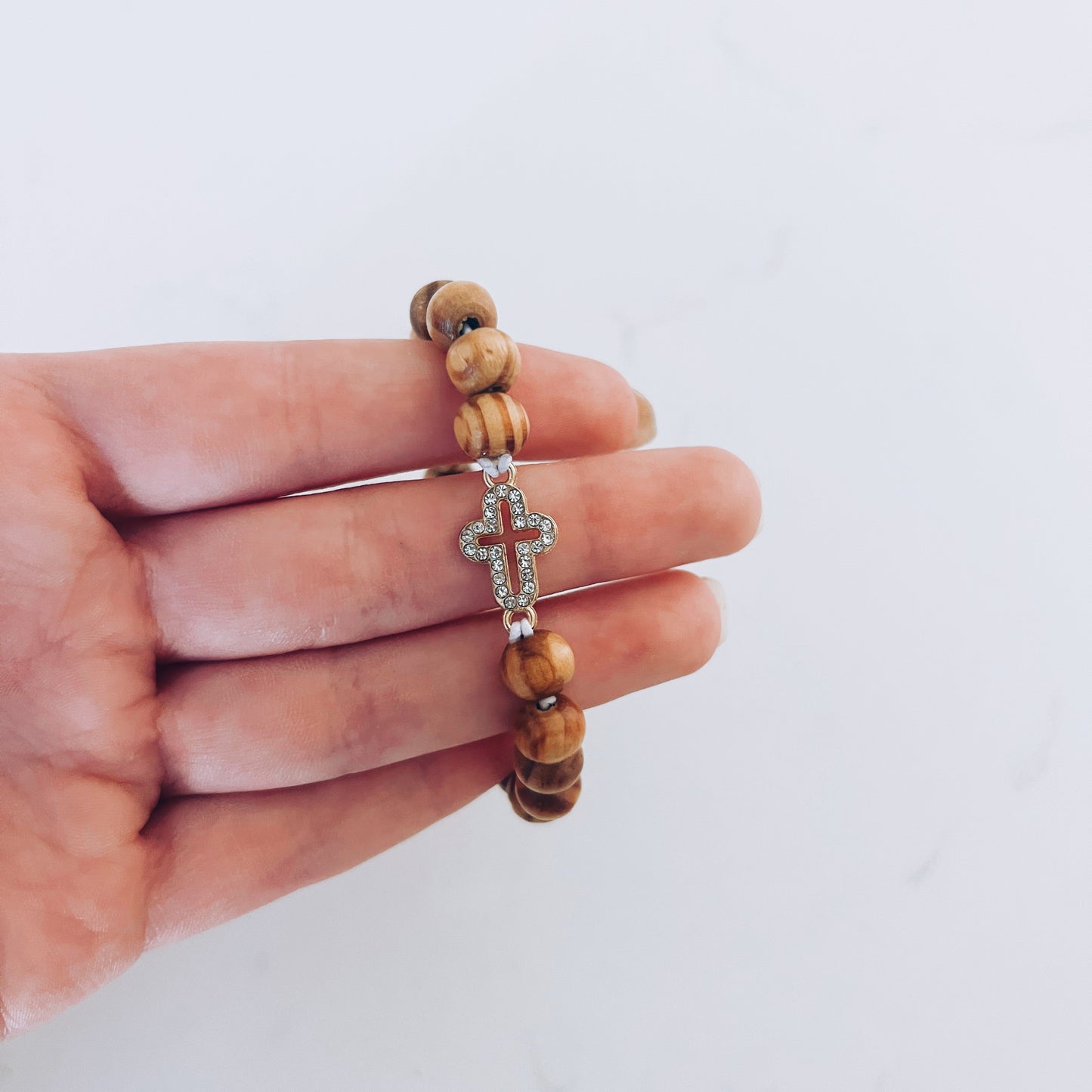 Brown Prayer Bracelet with a Gold Cross