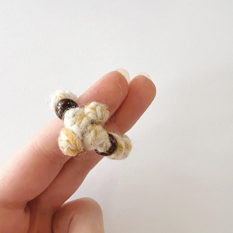 Wool Blend 12 Knot Prayer Ring Off-White