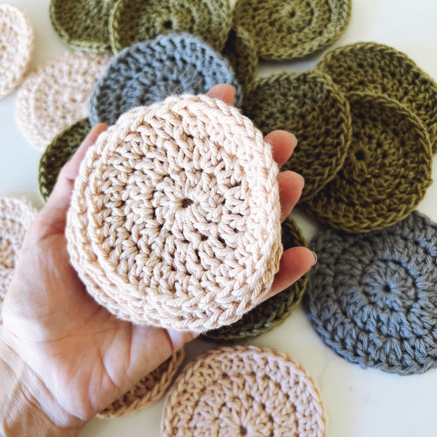 100% Cotton Gentle Exfoliating Scrubbers - 10pk - Facial Rounds - Dish Scrubbers