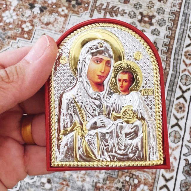 Petite icône de chevet de la Mère de Dieu et du Christ | Icône de voyage