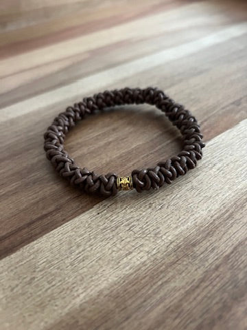 Light Brown Leather Prayer 33 Knot Bracelet