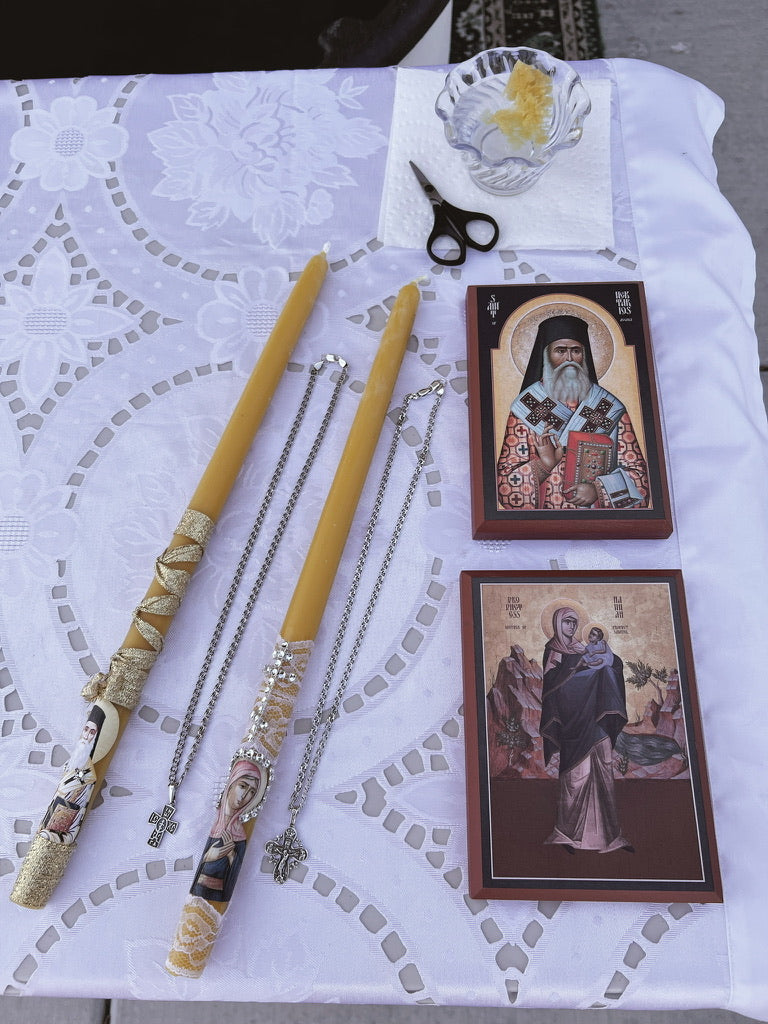 Velas cónicas de cera de abejas personalizadas para bautizos o bodas