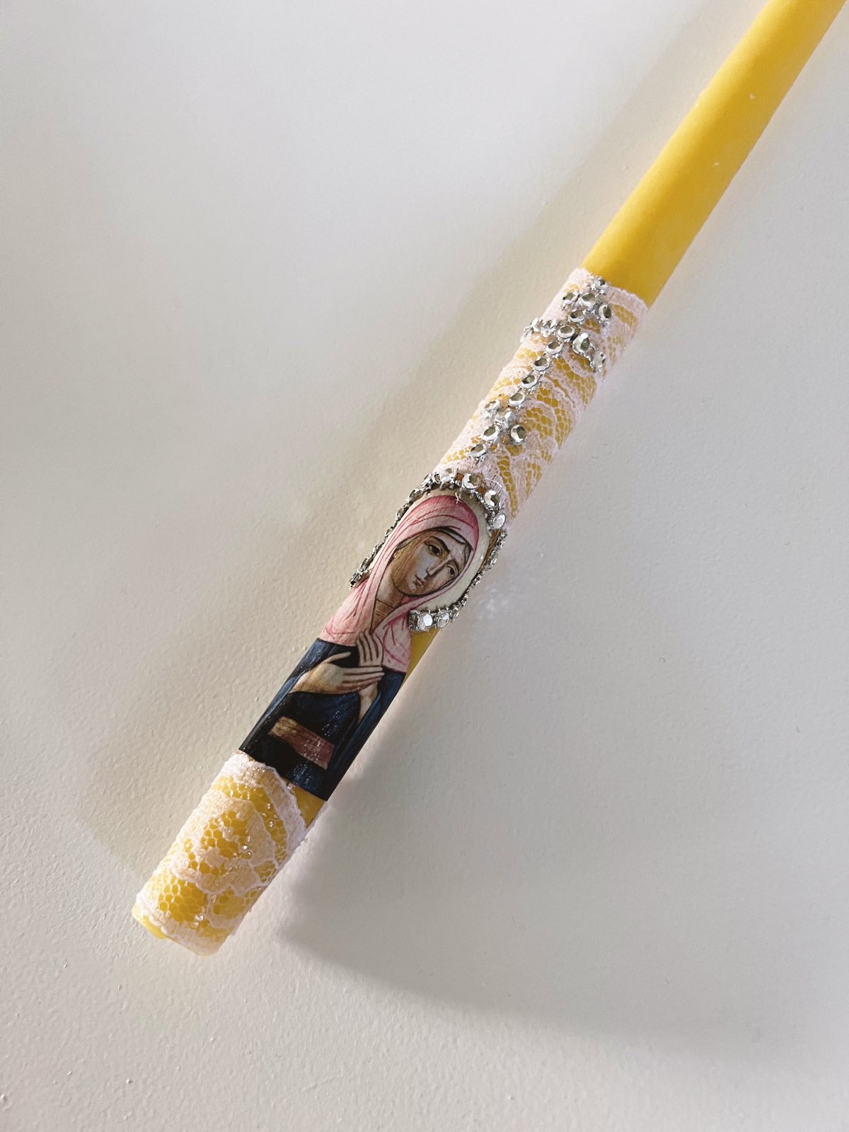 Velas cónicas de cera de abejas personalizadas para bautizos o bodas