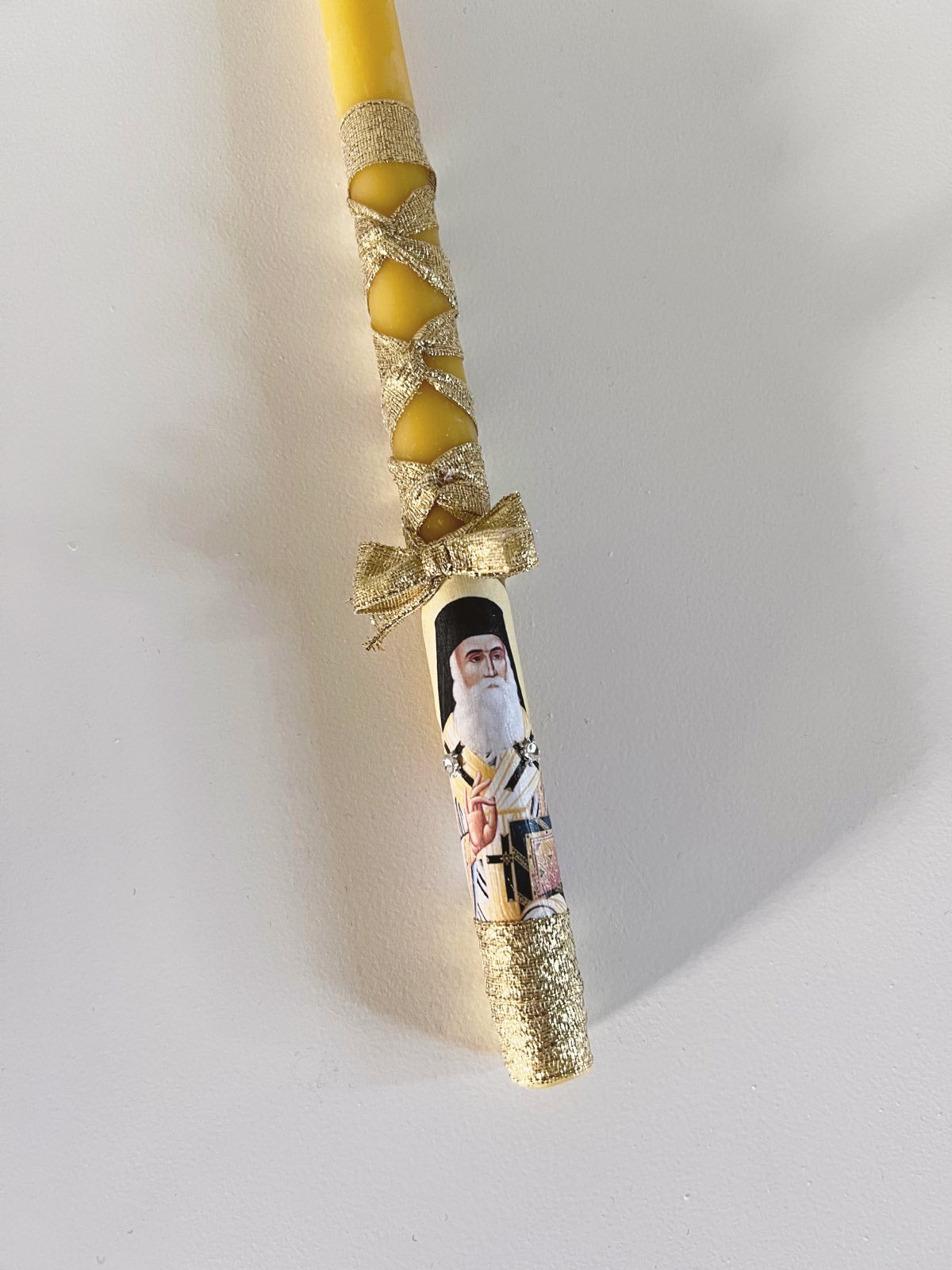 Velas cónicas de cera de abejas personalizadas para bautizos o bodas