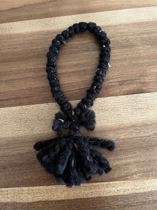 Black Roving Wool 33 Knot Prayer Rope