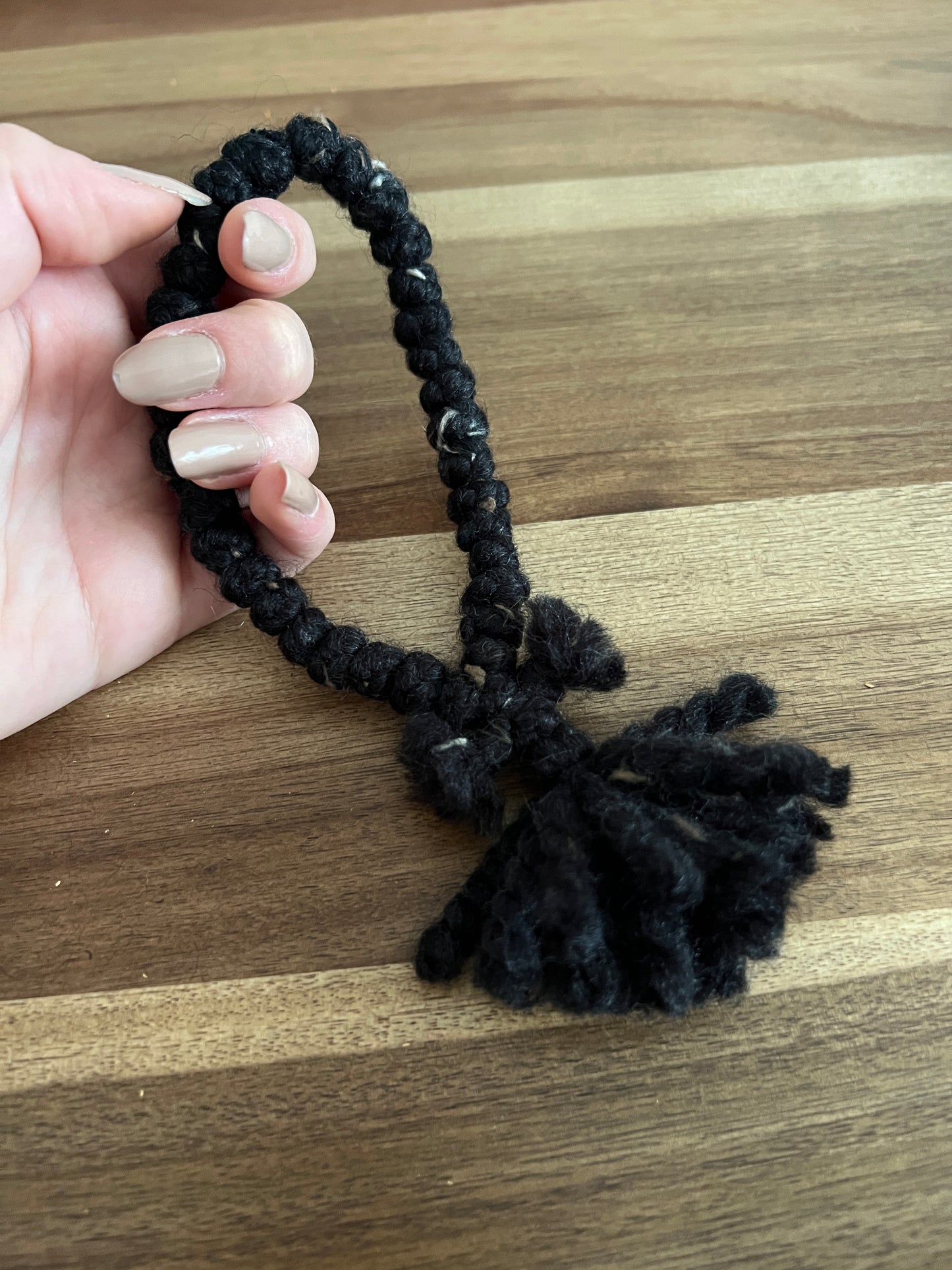 Black Roving Wool 33 Knot Prayer Rope