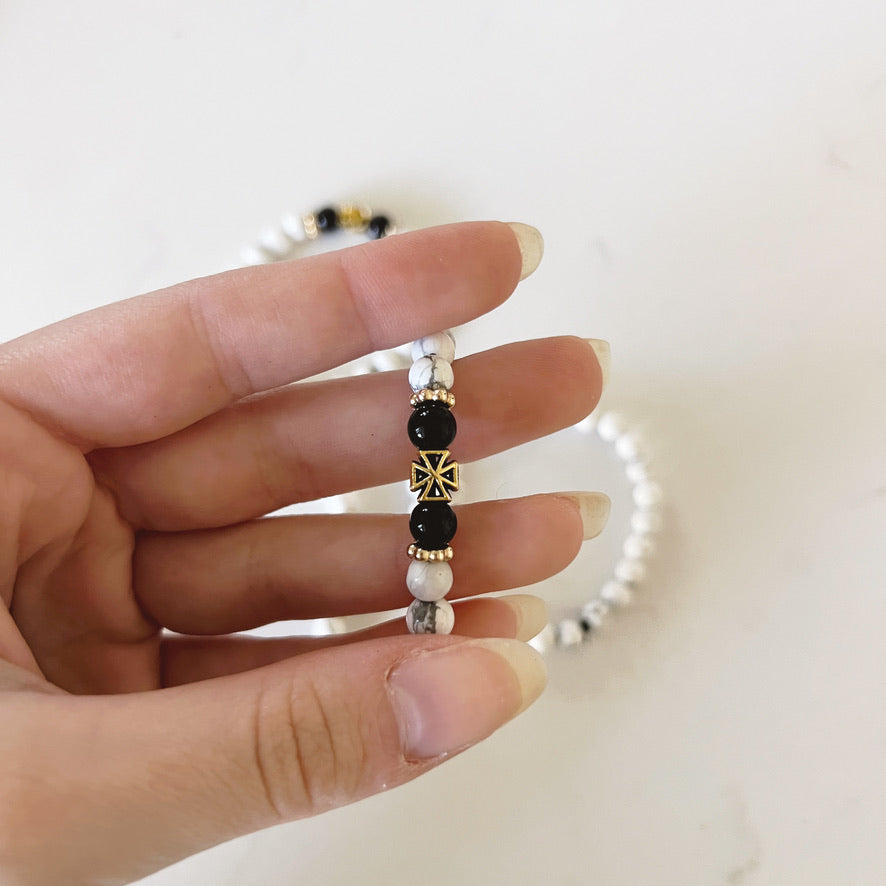 Bracelet de prière en bois de wengé, 33 perles et perles d'espacement lavande