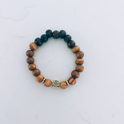 Double Brown Prayer Bracelet with Gold Spacers