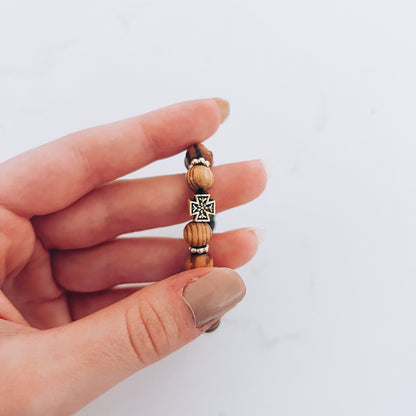 Double Brown Prayer Bracelet with Gold Spacers