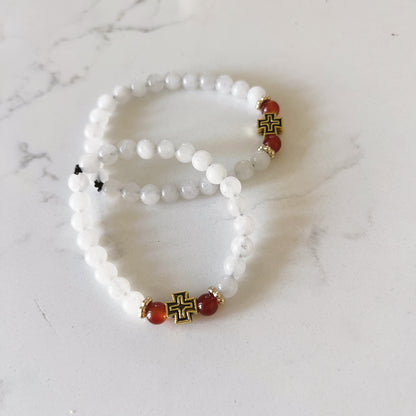 Bracelet de prière en bois de wengé, 33 perles et perles d'espacement lavande