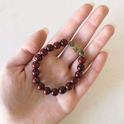 Bracelet de prière en bois de wengé, 33 perles et perles d'espacement lavande