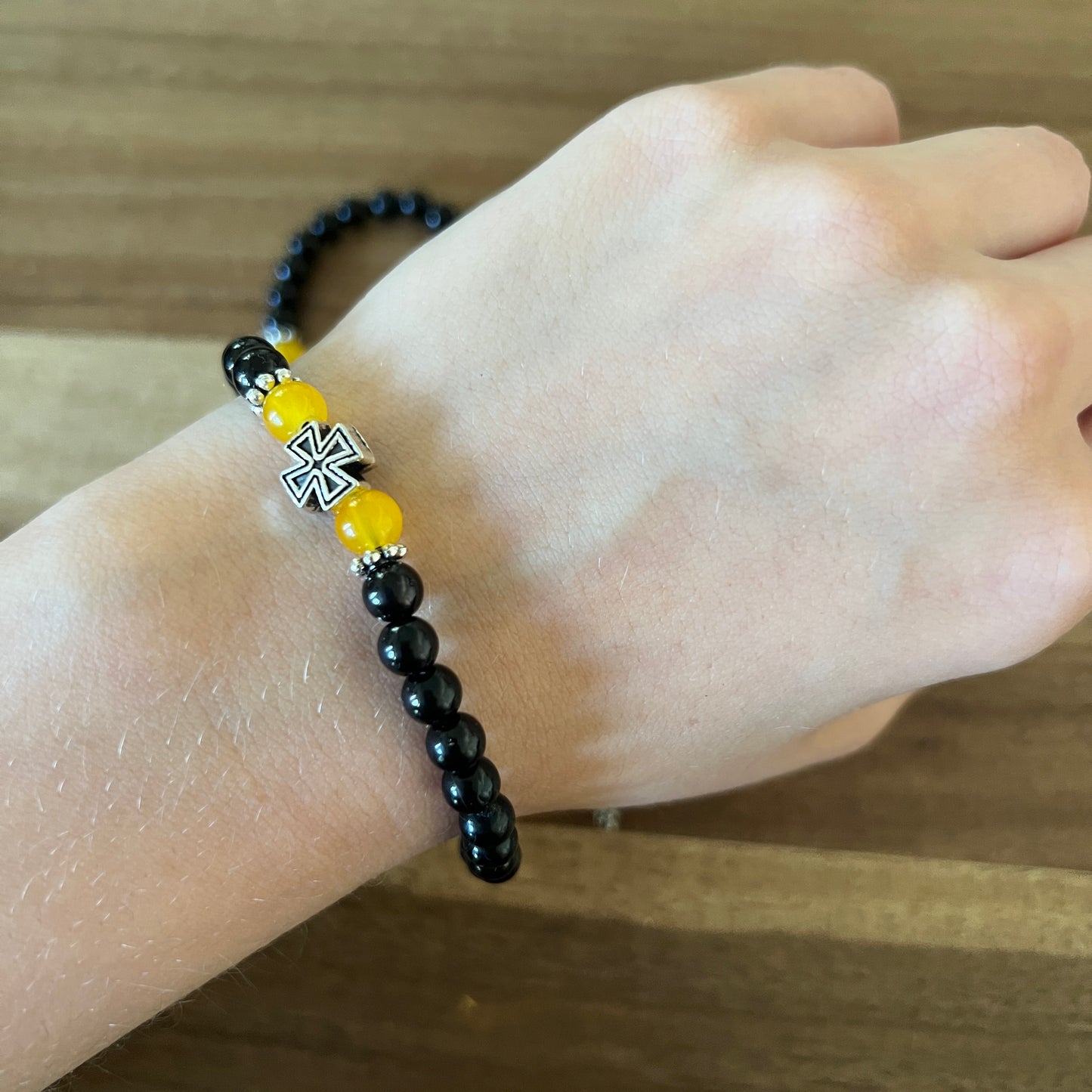 33 Bead Black Prayer Rope with Yellow and Silver Spacers