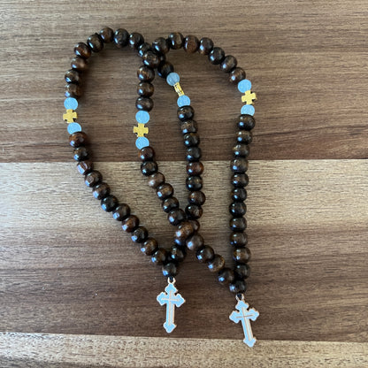 Gray Prayer Rope 33 Bead Dark Brown Prayer Rope with Grey and Gold Spacer – Orthodox ...