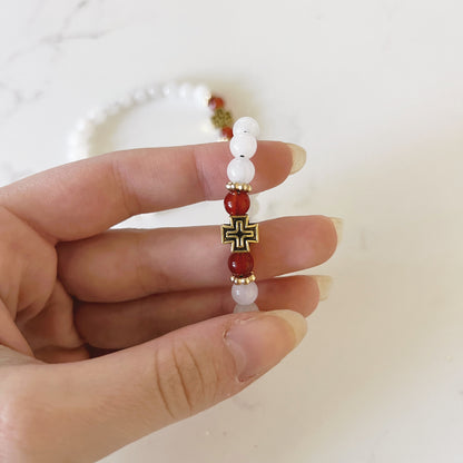 Bracelet de prière en bois de wengé, 33 perles et perles d'espacement lavande