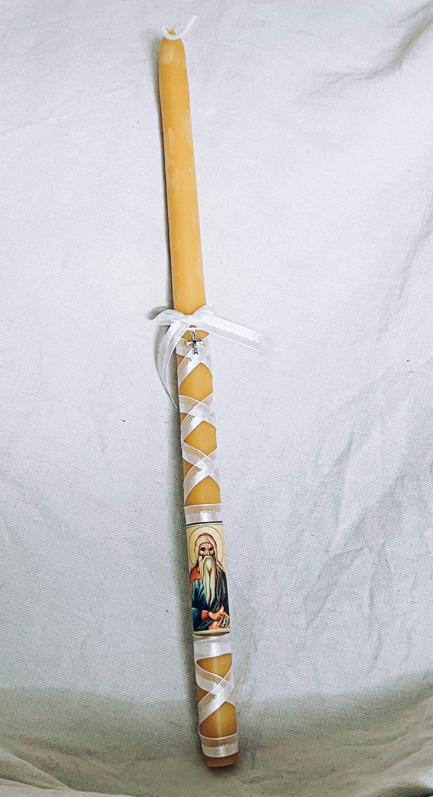 Velas cónicas de cera de abejas personalizadas para bautizos o bodas