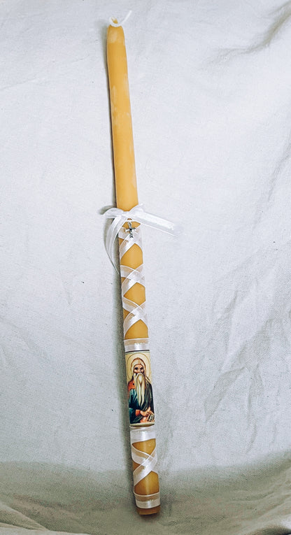 Velas cónicas de cera de abejas personalizadas para bautizos o bodas