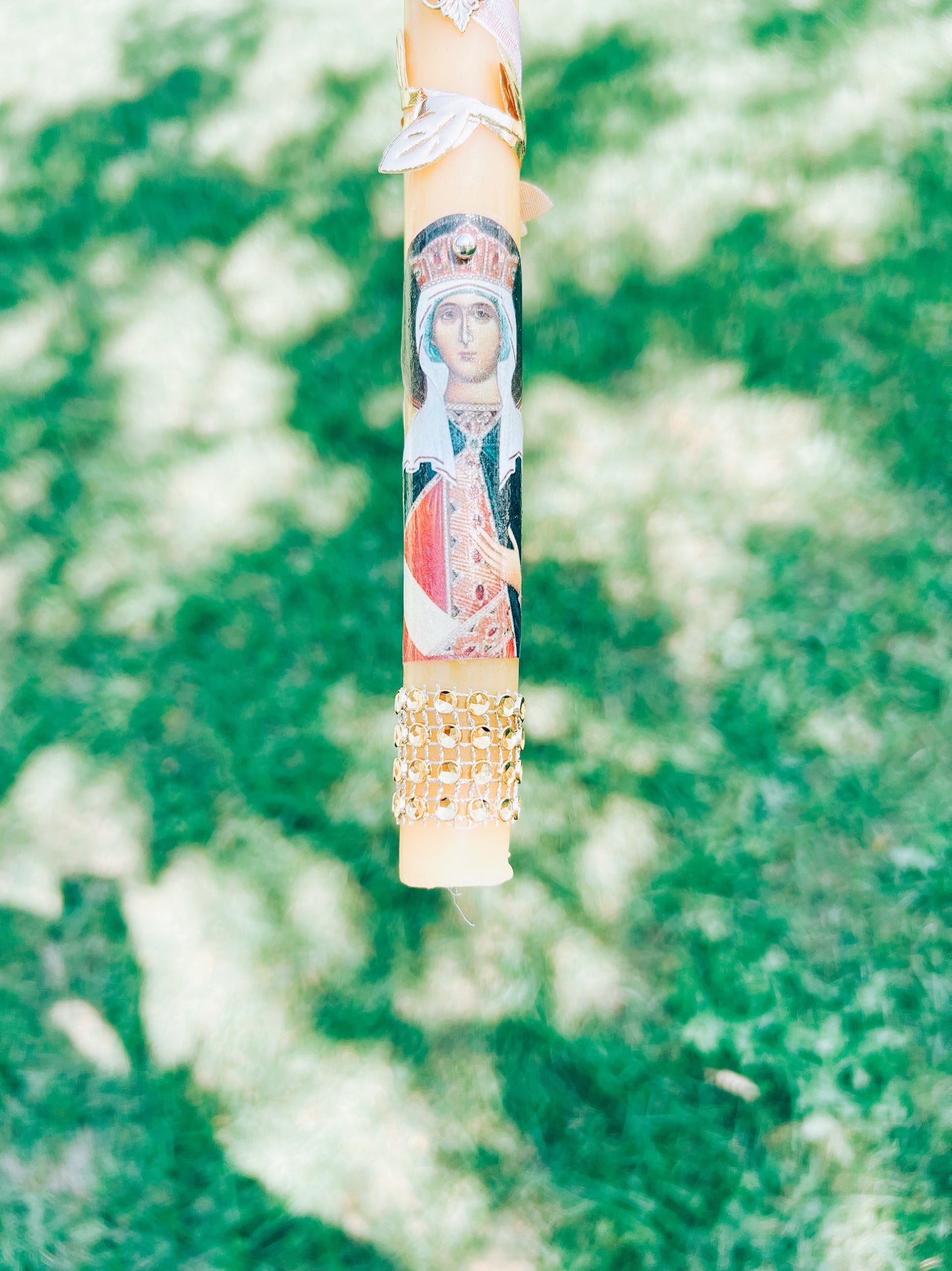 Velas cónicas de cera de abejas personalizadas para bautizos o bodas