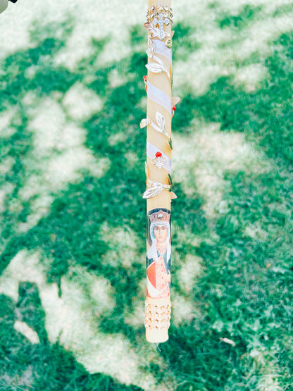 Velas cónicas de cera de abejas personalizadas para bautizos o bodas