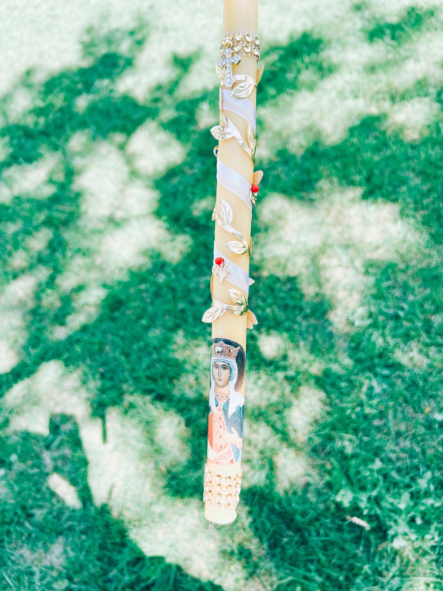 Velas cónicas de cera de abejas personalizadas para bautizos o bodas