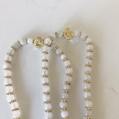 Bracelet de prière en bois de 50 perles avec perles d'espacement lavande