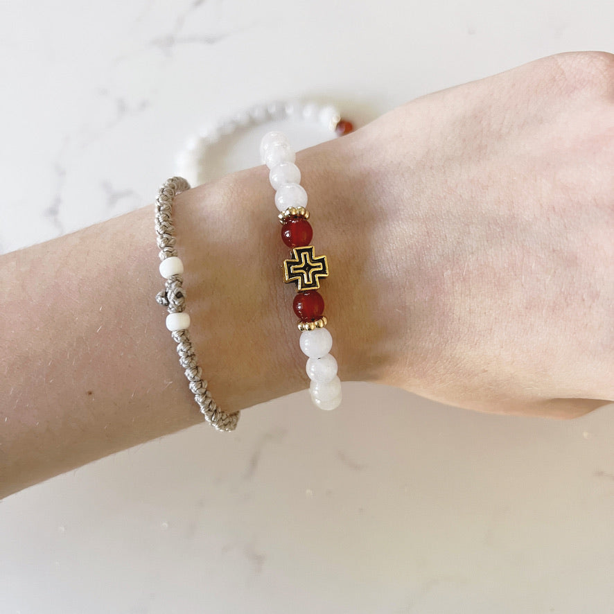 Bracelet de prière en bois de wengé, 33 perles et perles d'espacement lavande