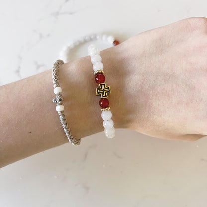 Bracelet de prière en bois de wengé, 33 perles et perles d'espacement lavande
