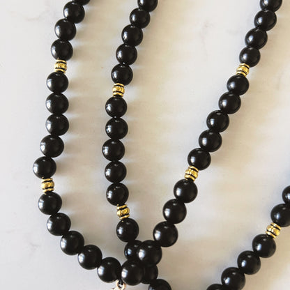 Pulsera de oración de madera de 50 cuentas con cuentas espaciadoras de lavanda