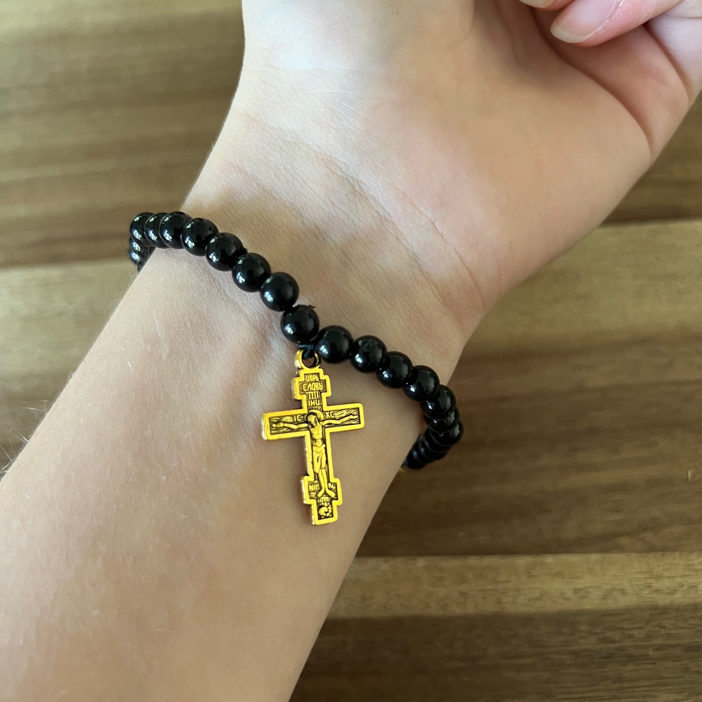 33 Bead Black Prayer Rope with Gold Spacers