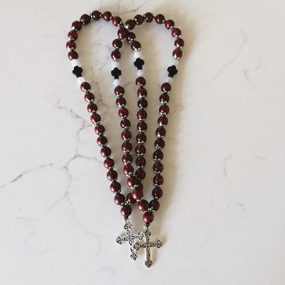 Bracelet de prière en bois de 50 perles avec perles d'espacement lavande