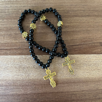 33 Bead Black Prayer Rope with Gold Spacers