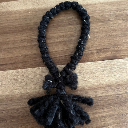 Black Roving Wool 33 Knot Prayer Rope